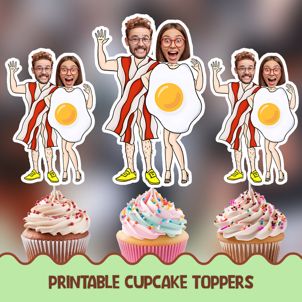 Funny Couple Personalized face cupcake toppers