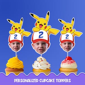 Pikachu Personalized cupcake toppers - Physical cupcake toppers set