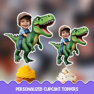 Decorazioni per cupcake personalizzate a forma di dinosauro - Set di decorazioni per cupcake fisiche