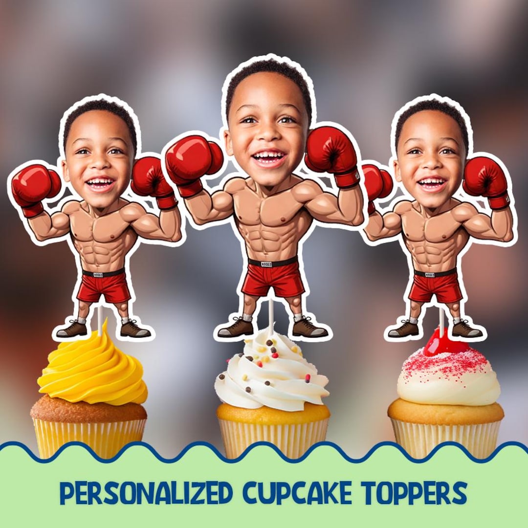 Boxer Personalized Cupcake Toppers - Physical Boxing Cupcake Toppers ...