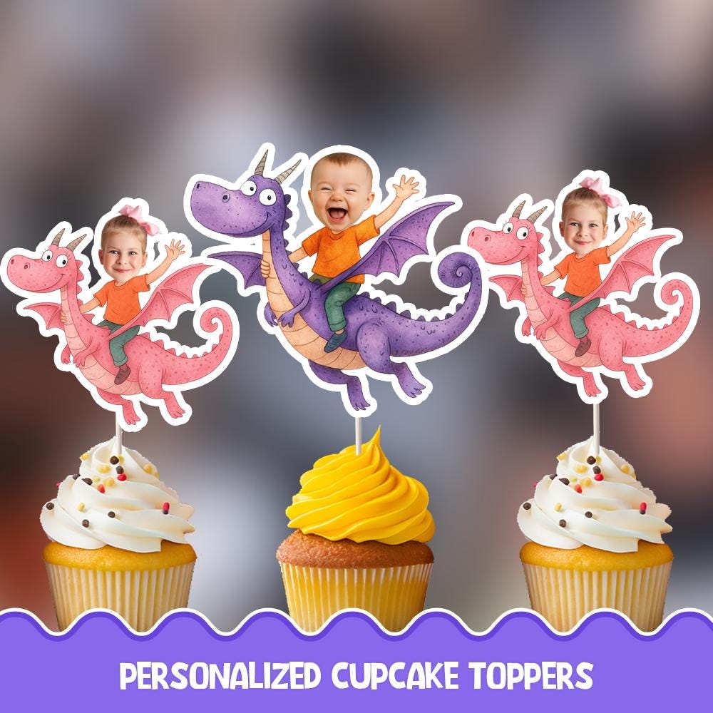 Huaxintoys 25 Pièces Dragon Cupcake Topper, Dragon Paillettes Gâteau Tops, Décoration de Gâteau Dragon Noir, Pour fête sur le Thème du Dragon, Fête