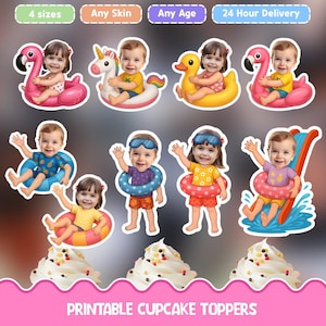 Personalized summer face cupcake toppers