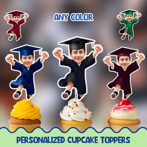 Graduation Personalized cupcake toppers - Physical cupcake toppers set