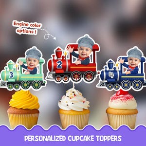 Train rail engineer Personalized cupcake toppers - Physical cupcake toppers set