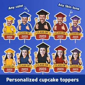 Graduation cupcake toppers - Personalized cupcake toppers set
