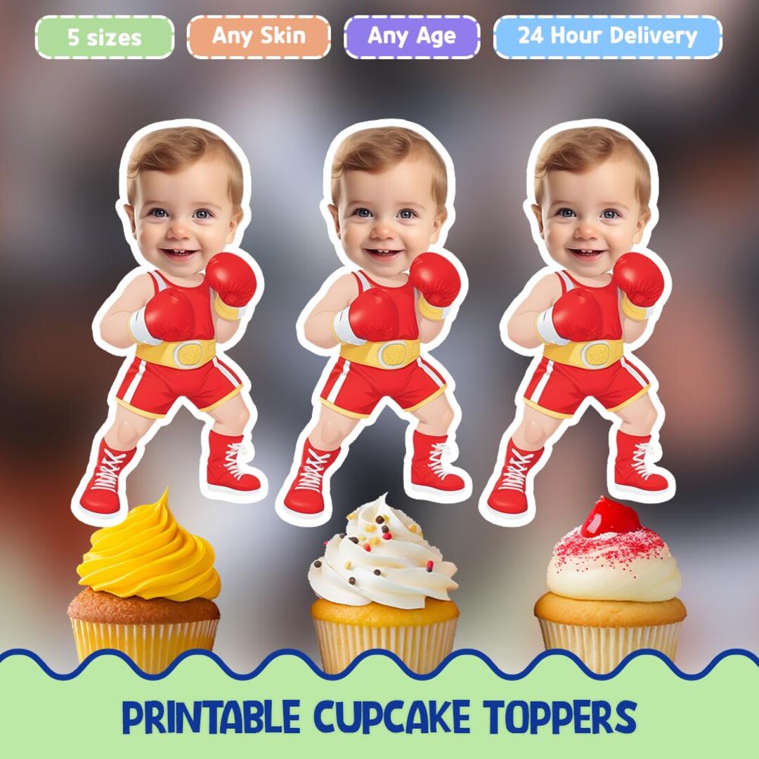 Boxer Personalized Face Cupcake Toppers - Etsy