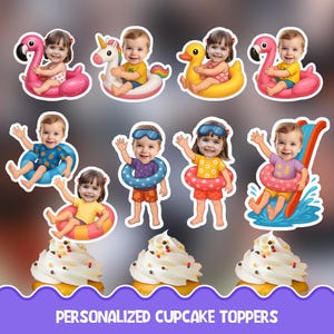 Summer Personalized cupcake toppers - Physical cupcake toppers set
