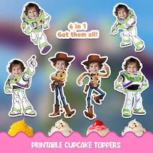 Buzz light year Personalized face cupcake toppers cartoon- Digital Printable cupcake toppers for birthday decor