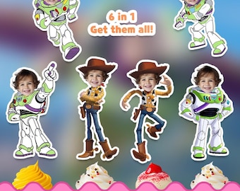 Buzz light year Personalized face cupcake toppers cartoon- Digital Printable cupcake toppers for birthday decor