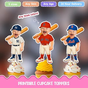 Baseball Personalized face cupcake toppers