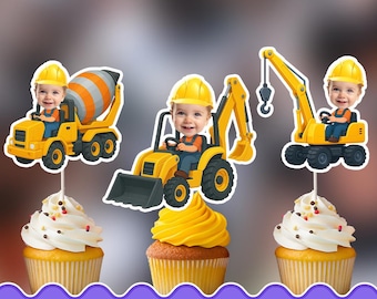 Construction vehicle Personalized cupcake toppers - Physical cupcake toppers set