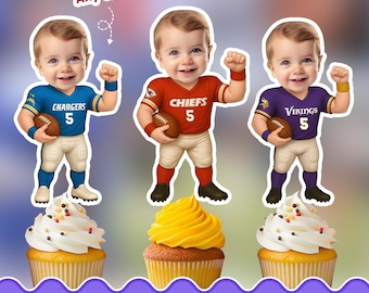 Personalized football cupcake toppers - Physical cupcake toppers set