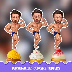 Body builder Personalized cupcake toppers - Physical cupcake toppers set