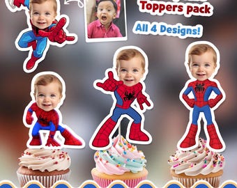 Spidey Personalized face cupcake toppers - 36 cupcake toppers