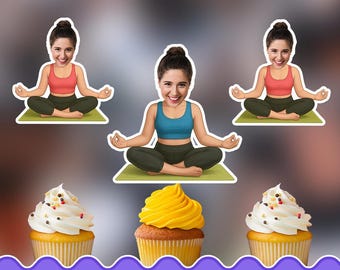 Yoga Personalized cupcake toppers - Physical cupcake toppers set