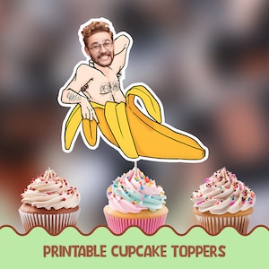 Toppers per cupcake con facce personalizzate divertenti da uomo adulto