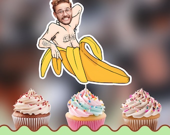 Adornos para cupcakes personalizados con caras de hombres adultos divertidos