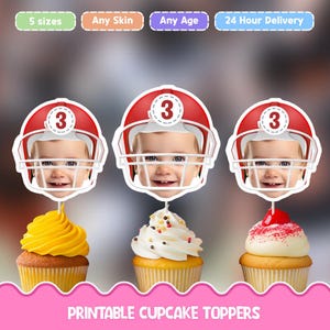 American Football Personalized face cupcake toppers