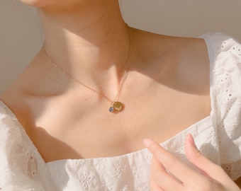 Collier fleur de naissance avec pierre de naissance, collier personnalisé pour femme, collier avec pendentif pierre de naissance, cadeau collier pierre de naissance pour elle