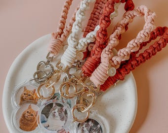 Personalisierte Foto Acryl Schlüsselanhänger, individuelle Haustier Erinnerung Charme, Messing Ring Zubehör