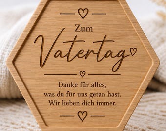 Personalisierter Bambus Untersetzer - Hexagonales Design | Geschenk für Papa, Mama, Opa, Oma, Freunde & Familie