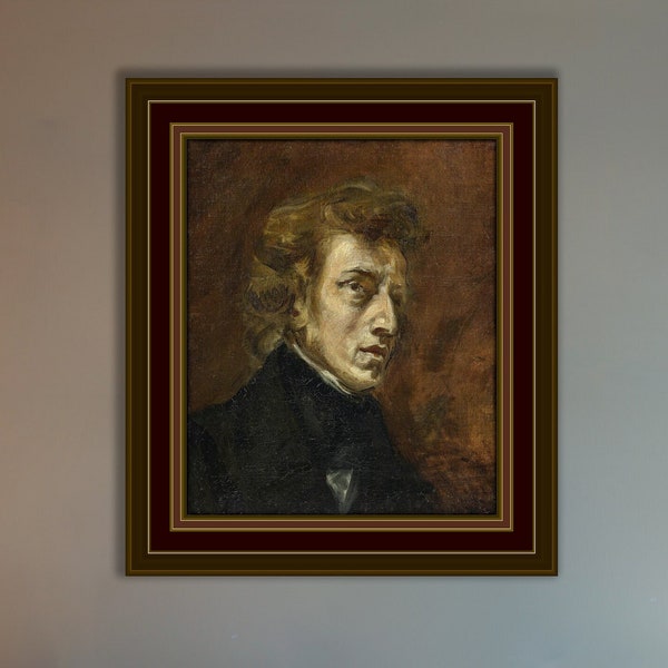 Frédéric Chopin, Portrait by Eugène Delacroix, 1838. Giclée Print Reproduction. Wall art/Wall decor. Gift for Musician/Music Lover.