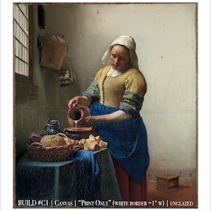 Vermeer, Johannes. Die Milchmagd, c 1660. Hi Res Giclée Druck auf Fine Art Archival Canvas. Originalgemälde Maße: 45 cm x 42 cm + Rahmen.