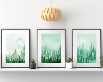 Foggy Forest Art Print Set: Nature Wall Decor (Digital Download)