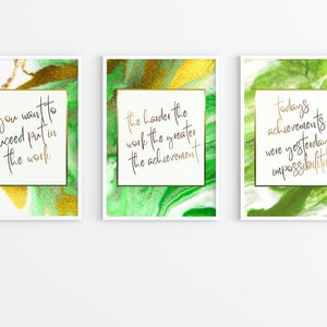 Motivational Quote Wall Art, Office Wall Decor, Positive Quotes Wall Hanging, Modern Home Office Wall Art, Digital Set of 3 Art