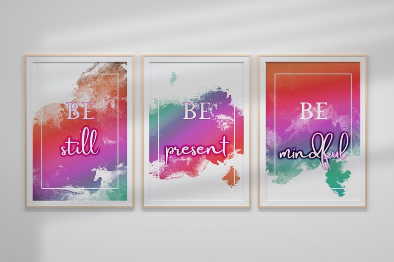 Mindfulness Quote Wall Art Prints: Set of 3, Motivational Decor ...