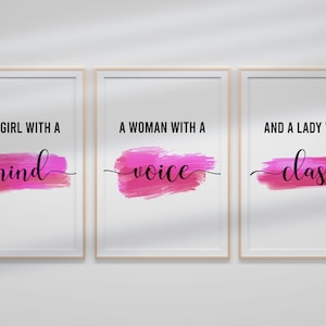 Set of 3 Prints for Female Empowerment, Girl Power Print, Typography Wall Art, Feminist Quote Print, Digital Artwork