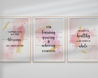 Inspirational Quote Art Prints, Set of 3 (Digital Download)