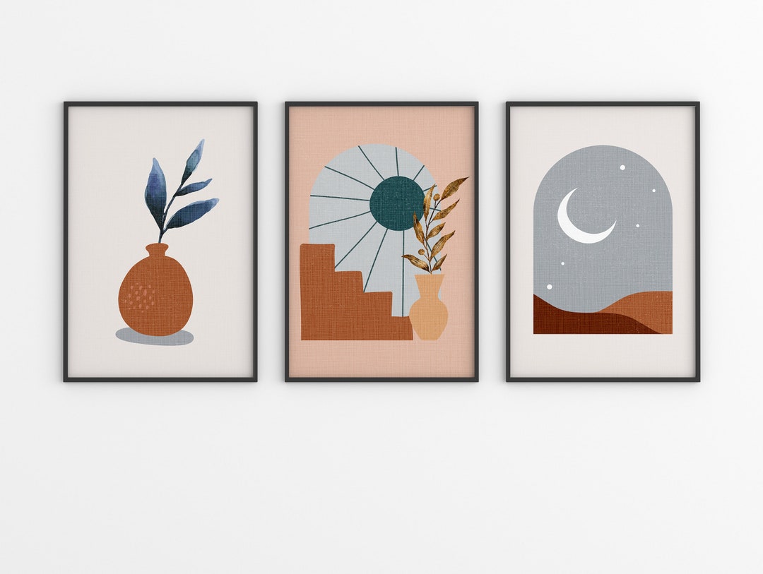 Abstract Boho Art Prints Set of 3: Gallery Wall Decor (digital Download ...