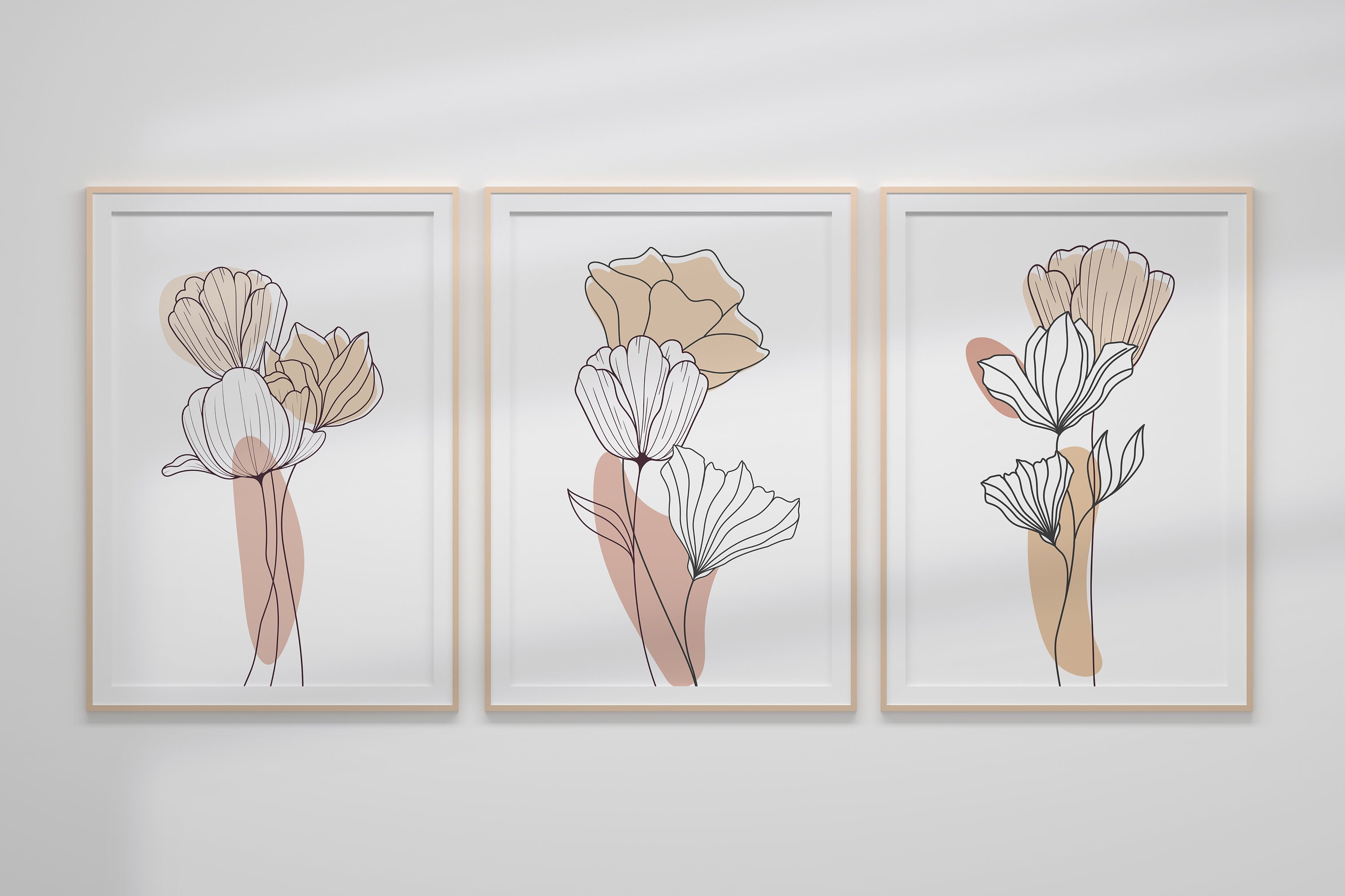 Floral Line Art Print Set of 3, Botanical Wall Decor (digital Download ...