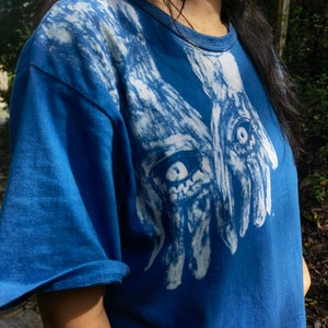 Changstudio Indigo Hand batik Union Shibori Japanese Blue Organic Natural Plant Dyed T-Shirt Unisex 植染