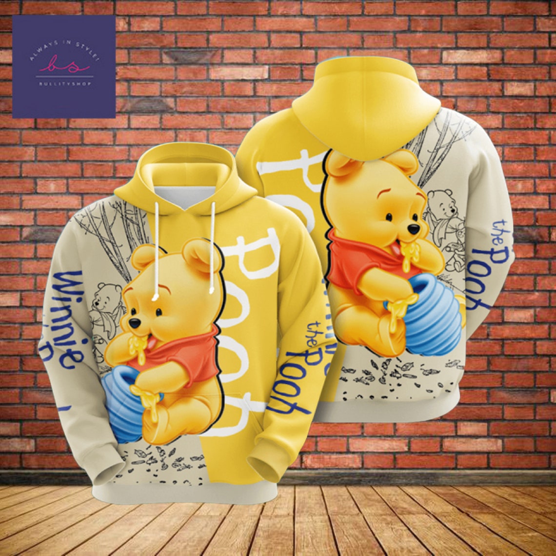 Winnie The Pooh 3d hoodie Cute Pooh Bear Pooh Bomber Jacket | Etsy