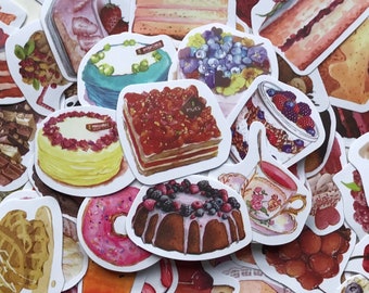 100pc Sweet Desserts Stickers Pack | Food Bullet Sticker | Food Journal | Desserts Stickers | Cafe Menu Deco | Boju Stickers | Scrapbooking
