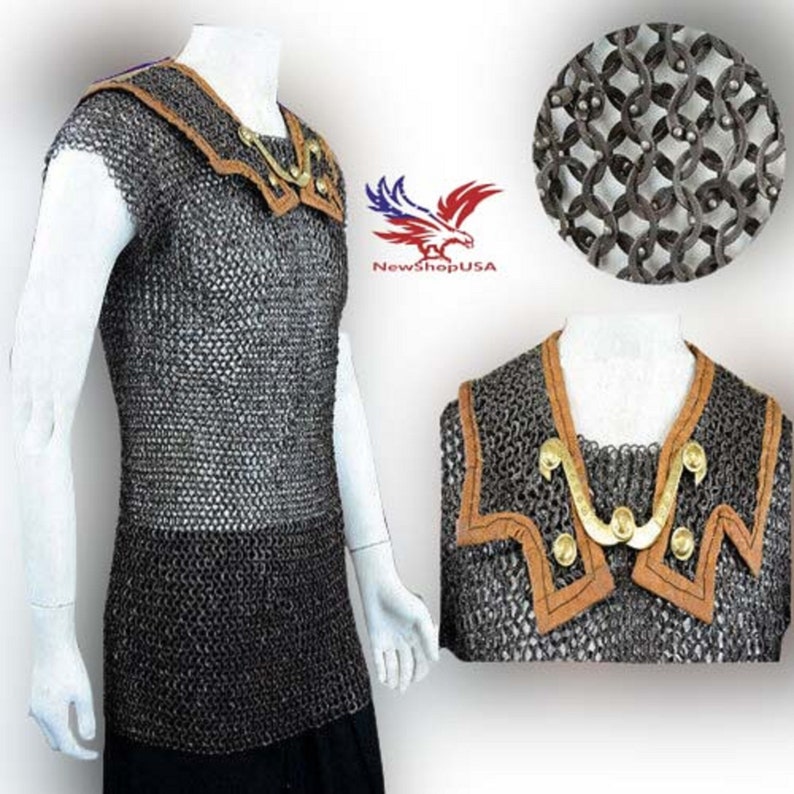 Roman Hamata LARGE Medieval Armor 6mm round riveted & flat washer chainmail Roman Hamata LARGE Medieval Armor 6mm round riveted & flat washer chainmail