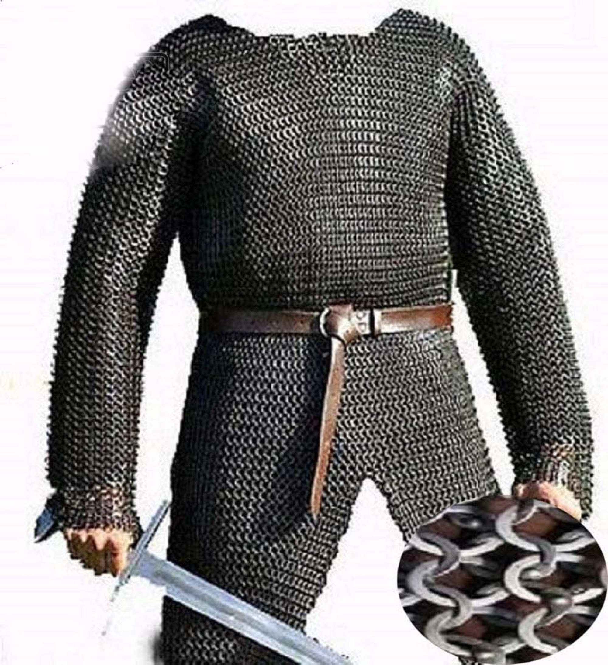 Large Size Flat Riveted with Flat Washer Chainmail Shirt Chain Mail Haubergeon 