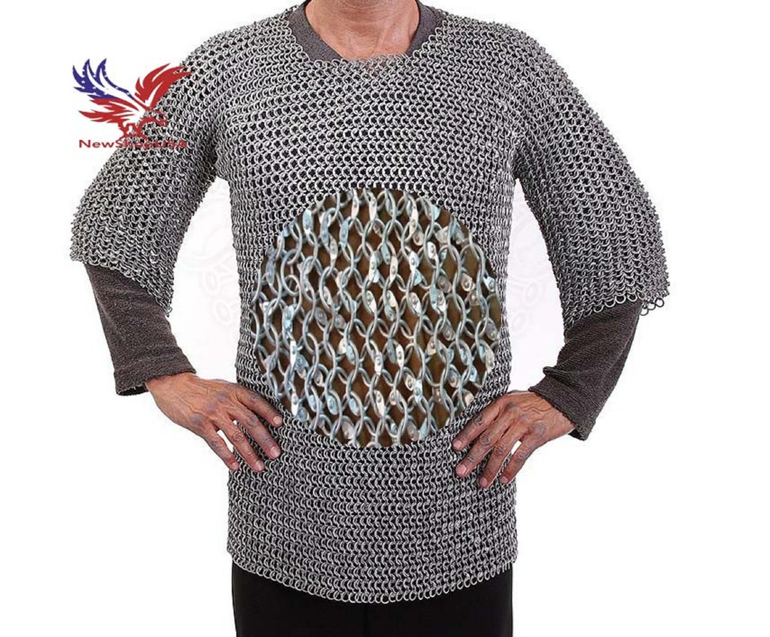 Round Riveted ALUMINUM Chainmail Shirt 10 Mm Hubergion Half Sleeve