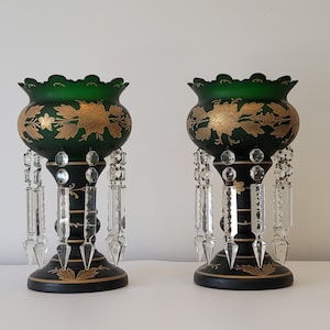 Bohemian 19th Century Mantle Luster&#39;s.        (1211)