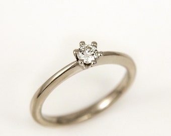 white gold ring with brilliant 0.20 ct; engagement ring,