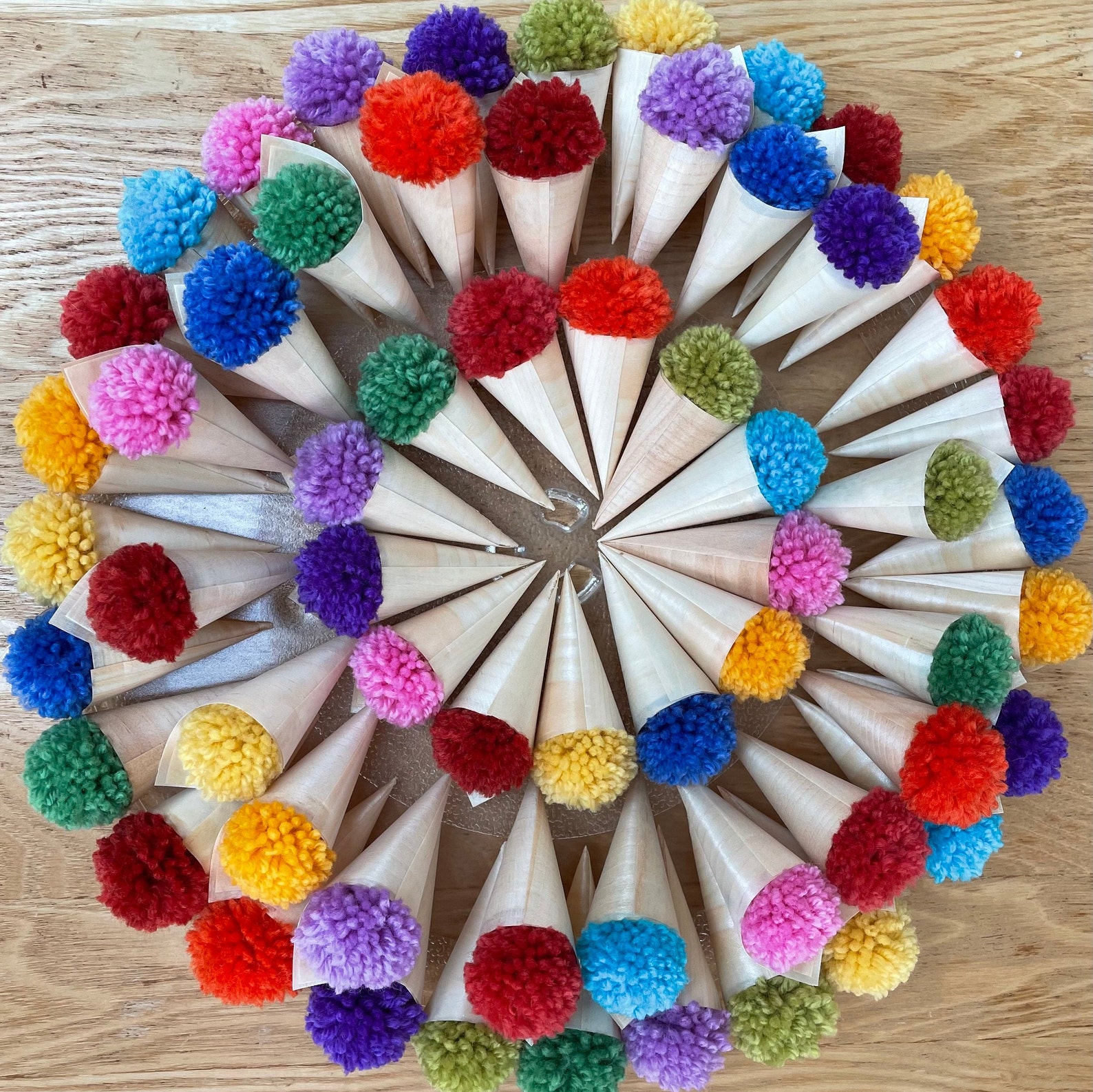 A Kaleidoscope Sky Ice Cream Cone Pom Pom Bunting / Garland Etsy