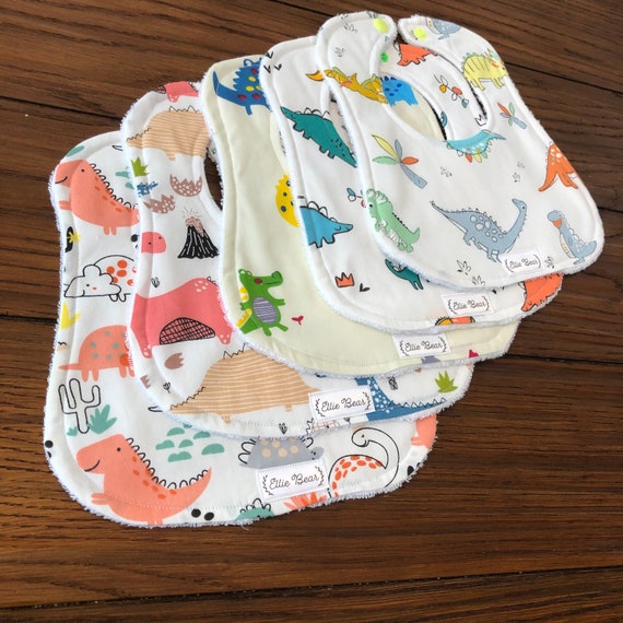 Dinosaur Bibs Set of 5 Bibs Terry Cloth Bibs Baby Bib Etsy