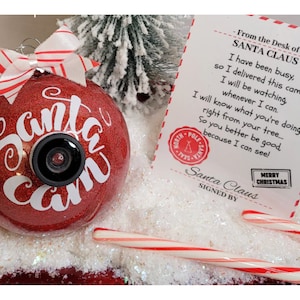 Santa Cam Christmas Decor, Santa Spy Cam, Christmas Gift for Kids, Holiday Decor for Fireplace Shelf