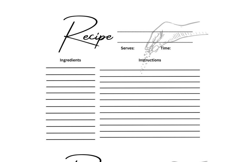 Recipe In Script Simple Recipe Card - Etsy