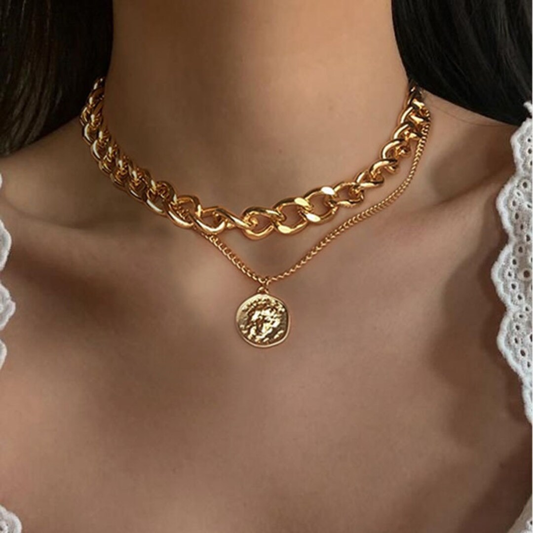 【MAISON MINED】23SS★ (W) CIRCLE LAYERED CHAIN NECKLACE 메종미네드 SUPER_WOMEN ITEM - (W) CIRCLE LAYERED CHAIN