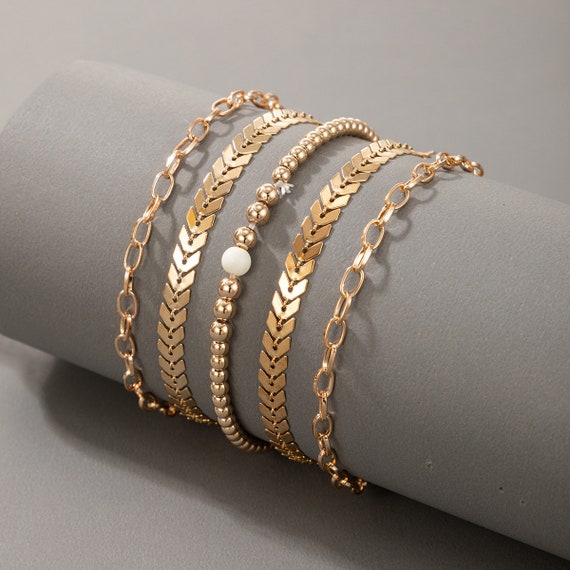 Chargances Gold Bohemia Chunky Chain Bracelets Set India | Ubuy
