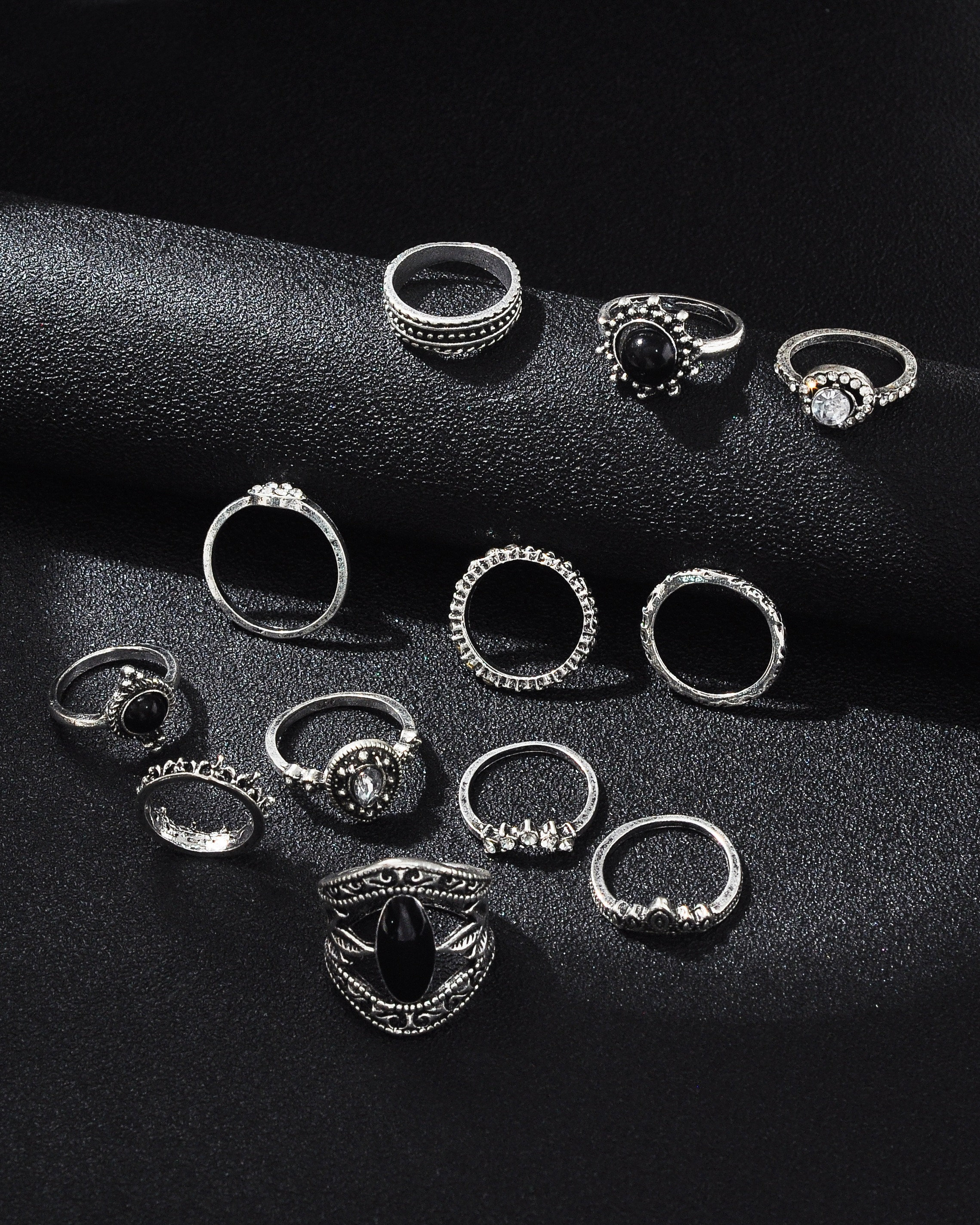 12 Pcs Stackable Silver Rings Set. Boho Trendy Rings Set. Knuckle Ring ...