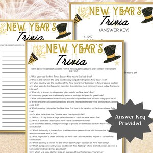 New Years Trivia New Years Games, Family Reunion Games New Years Eve Game New Years Printables, New Years Group Game Teen Party Games